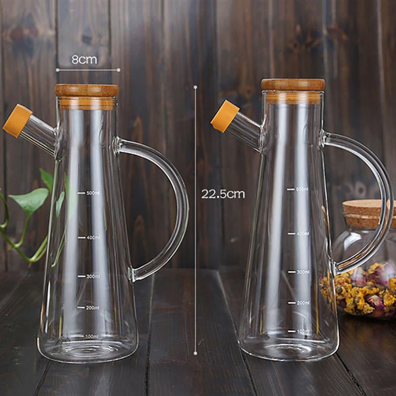 High Borosilicate Glass Olive Oil Vinegar Pot Dispenser Bottles Vinegar Can Cruet Storage With Handle And Lid Oil Bottle