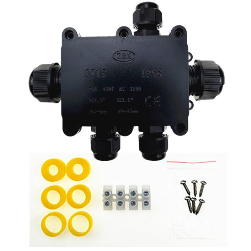 Junction Box IP68 Waterproof UV Sunproof Outdoor Multiple ways Plastic Electrical Junction Box Case Cable Wire Connector Protect: 5