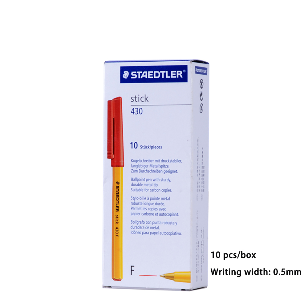 Bolígrafo alemán STAEDTLER 430F, material escolar para estudiantes, Color aceitoso, Rollerball, oficina, escuela, papelería, 10 piezas, 0,5mm