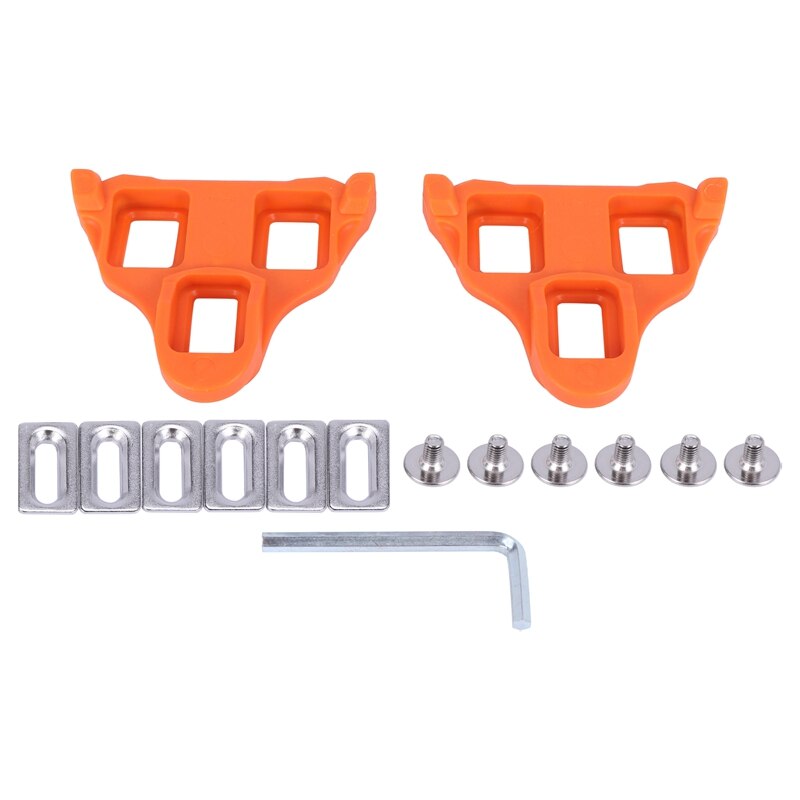6 ° racefiets schoenplaatjes set zelfborgende fietspedalen lock schoenplaatjes voor shimano spd systeem schoenen float fietsschoenen: Oranje