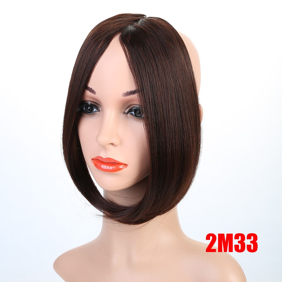 Talang naturlig pannelugg hårforlengelse på begge sider varmebestandig syntetisk pannelugg hårstykke svart rødbrun: 2 m 33