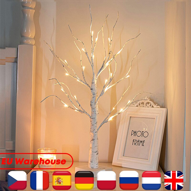 Easter Decor 2FT Easter Egg Floral Birch Tree Lights with Timer Centerpiece Decoration Tabletop for Easter Home Wedding