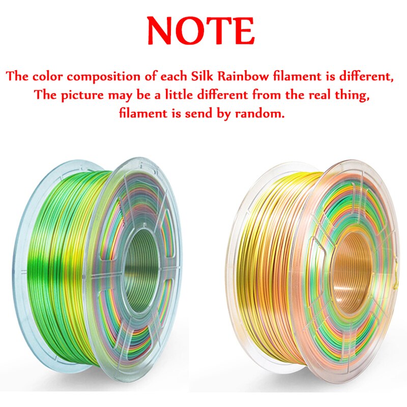 Enotepad Schwarz SEIDE Filament 3D drucker Filament 1,75mm verwicklung freies Toleranz +/-0,02mm 100% keine blase mit: Silk Rainbow