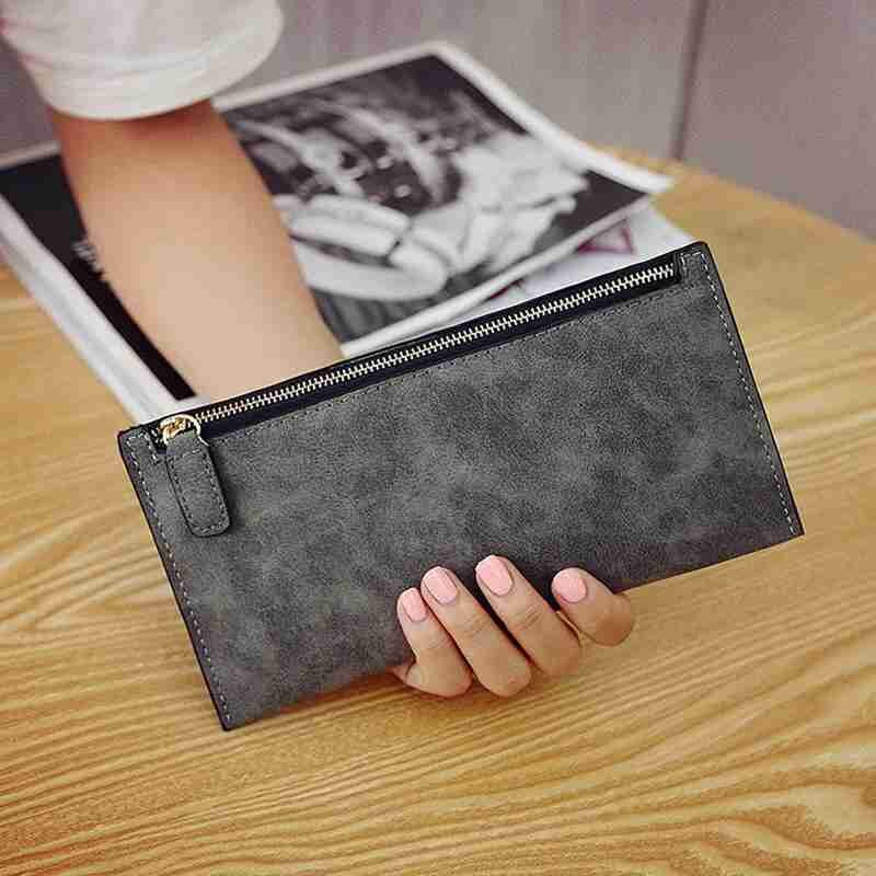 Women's clutch purse card holder matte leather long wallet bag female R1W3