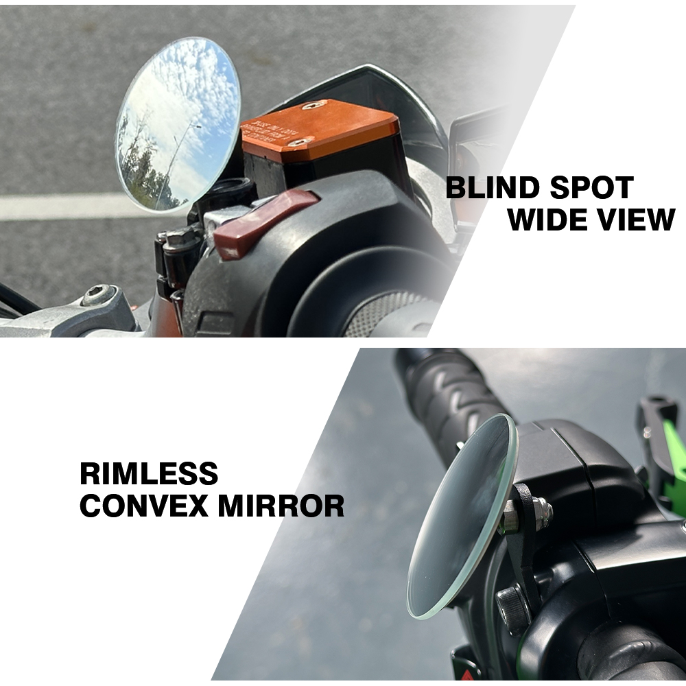 Universeller Rückspiegel, breite Sicht, konvex, Motorrad-Lenkerhalterung, hinterer Seitenspiegel, toter Winkel, randlos, 360-Grad-Drehung