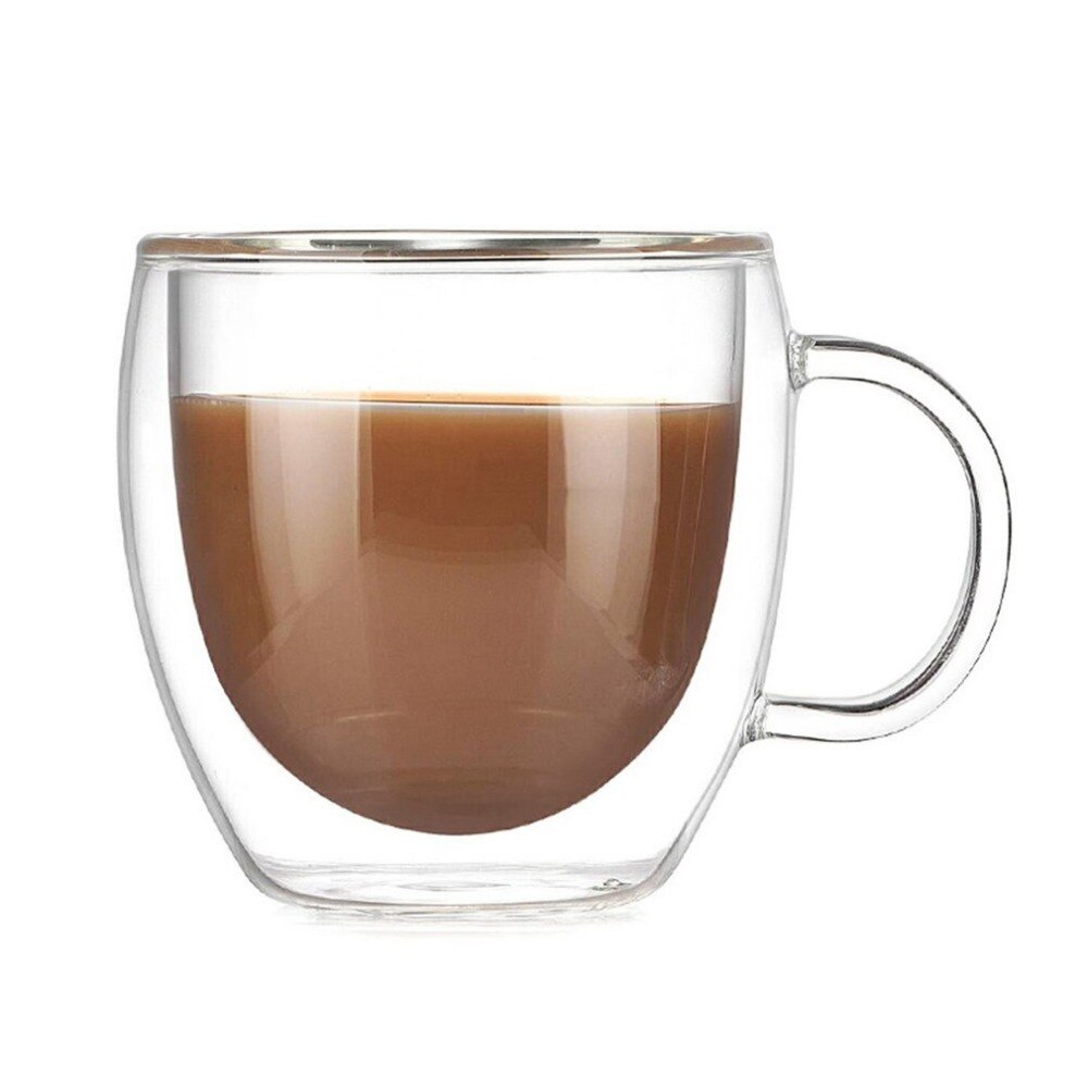 150ml dubbla lager kaffemugg med handtag värmeisolering drickskopp mjölk te kopp genomskinlig drinkware bra senaste