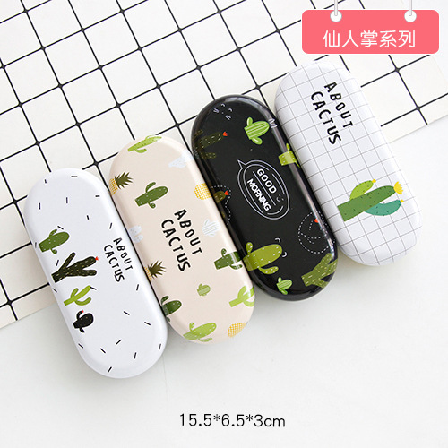 1PCS Top-grade Cartoon Metal Spectacle Cases for Eyeglasses Portable Rectangle Glasses Box Bag Eyewear Protector: Random 1PCS-A