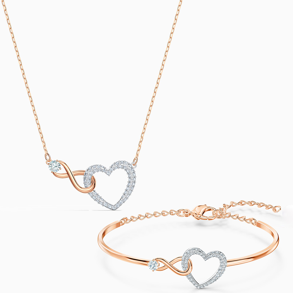 Rose guld uendeligt hjerte halskæde armbånd sæt repræsenterer kærlighed, lover at give kæreste en valentinsdag: 2