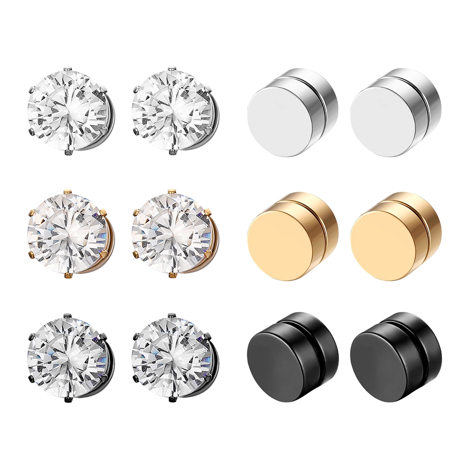 Boniskiss Roestvrij Staal Stud Oorbellen Voor Mannen Vrouwen Unisex Ronde Magneet Oorbellen Zonder Piercing Mode-sieraden