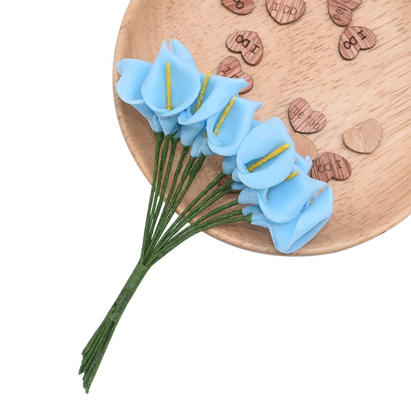 144 Stuks Mini Schuim Calla Lelie Kunstbloemen Boeket Voor Bruiloft Decoratie Home Decor Handgemaakte Cadeau Taart Kaart Bloemen Ambachten: L06 blue