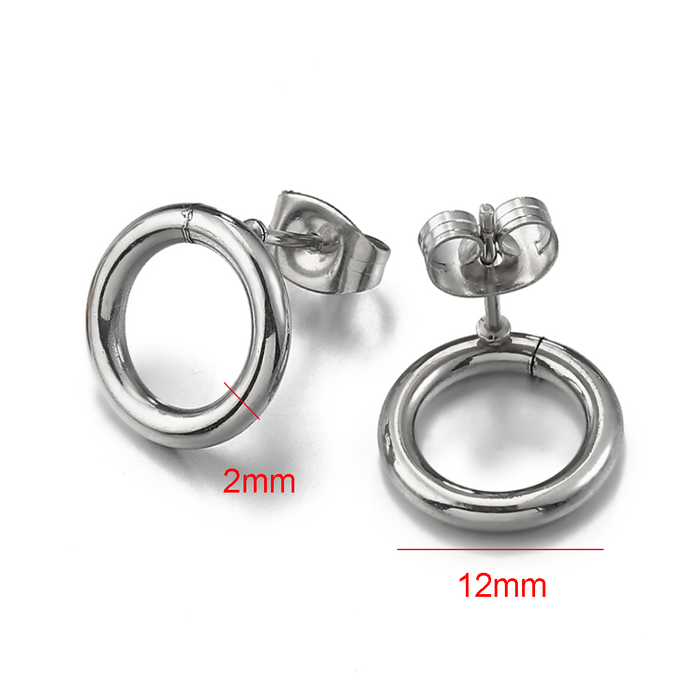 10 pezzi di orecchini a bottone in acciaio inossidabile con superficie liscia, base per orecchini pendenti con foro per ciondolo, creazione di gioielli fai da te, accessori: Oro