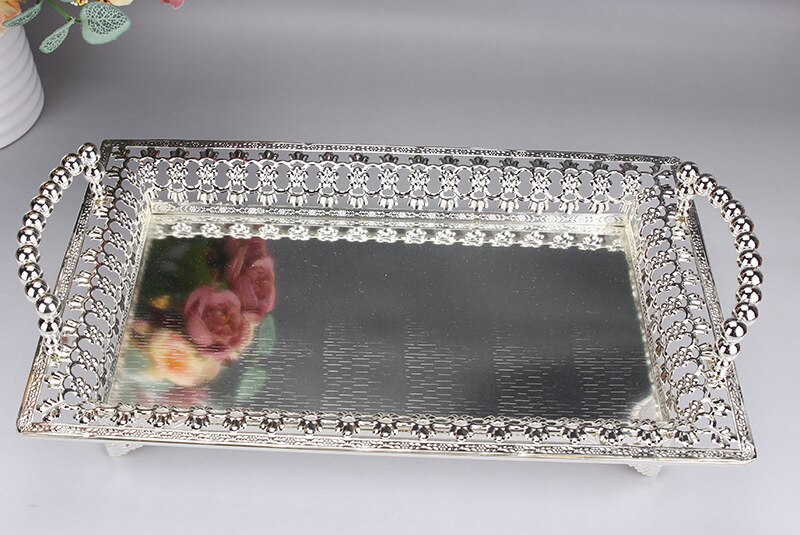 luxury European style Gold golden Silver Plate Metal Fruit sugar Trays KTV hotel Plate Basket Wedding Party tray dish