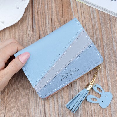 Geometria retalhos borla carteira feminina zíper curto grande capacidade moeda bolsa casual breve titular do cartão bolso moda saco de embreagem: 2
