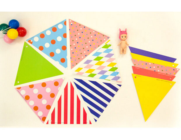 Bentoy koreanska söta prickiga flaggor 12 flaggor och 1 tråd set diy deco krans flaggor papperskonst