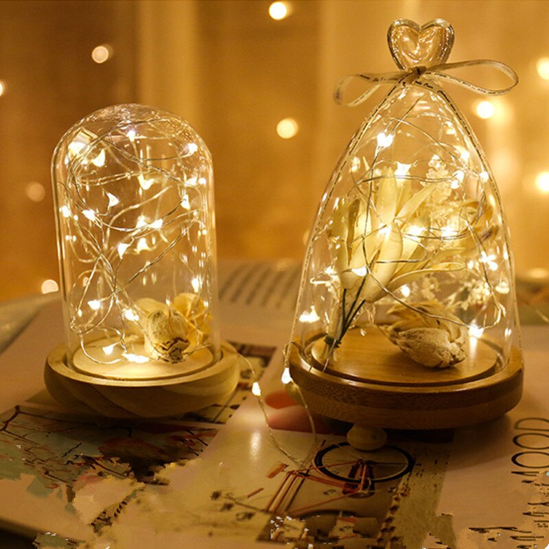 Guirnalda de luces LED de alambre de cobre para decoración de Navidad, guirnalda de luces de hadas para vacaciones, árbol, de boda, Navidad, , 10 Uds., 5 uds.