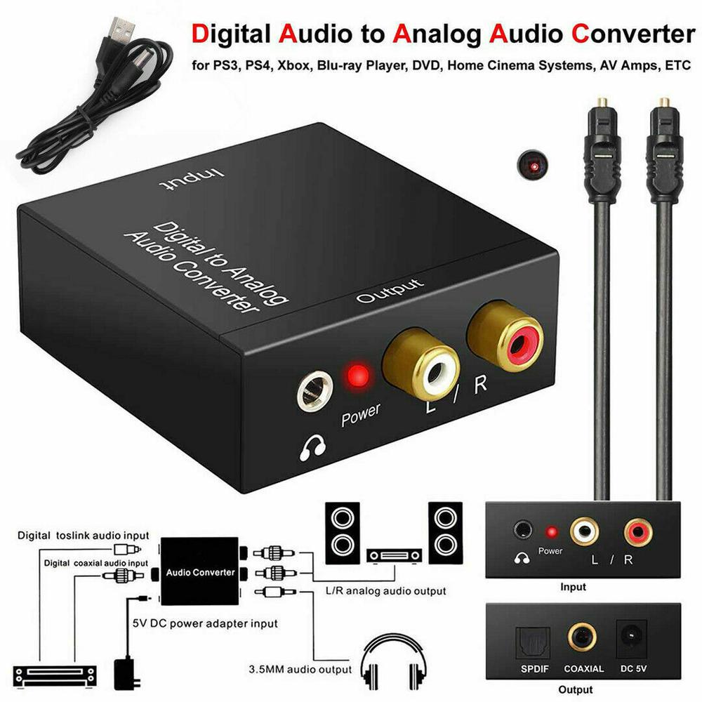 Portable 3.5Mm Jack Coaxiale Optische Vezel Digitaal Naar Analoog Audio Aux Rca L / R Converter Spdif Digitale Audio decoder Versterker