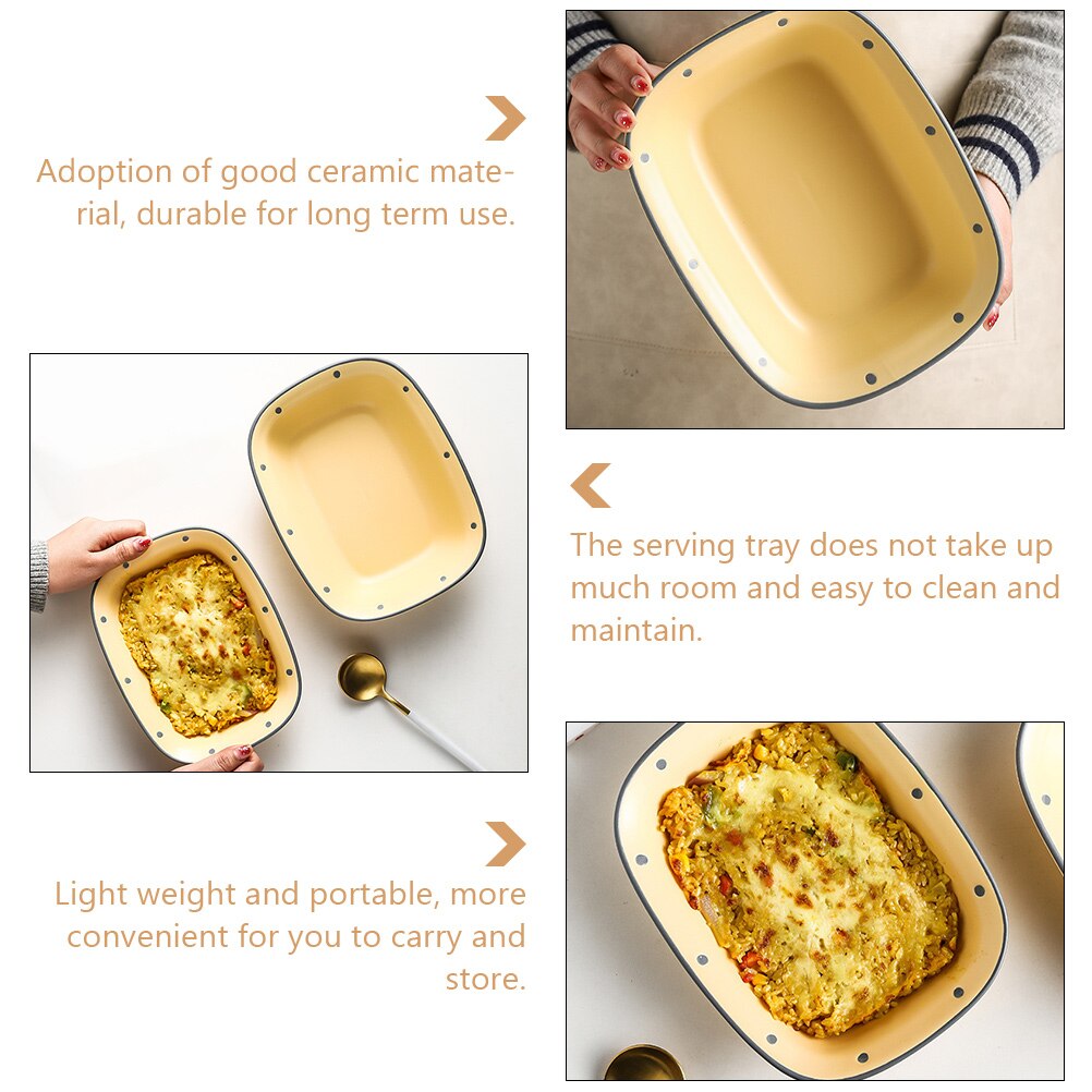 Ceramic Plate Ceramic Baking Food Plate Food Holder Restaurant Salad Bowl