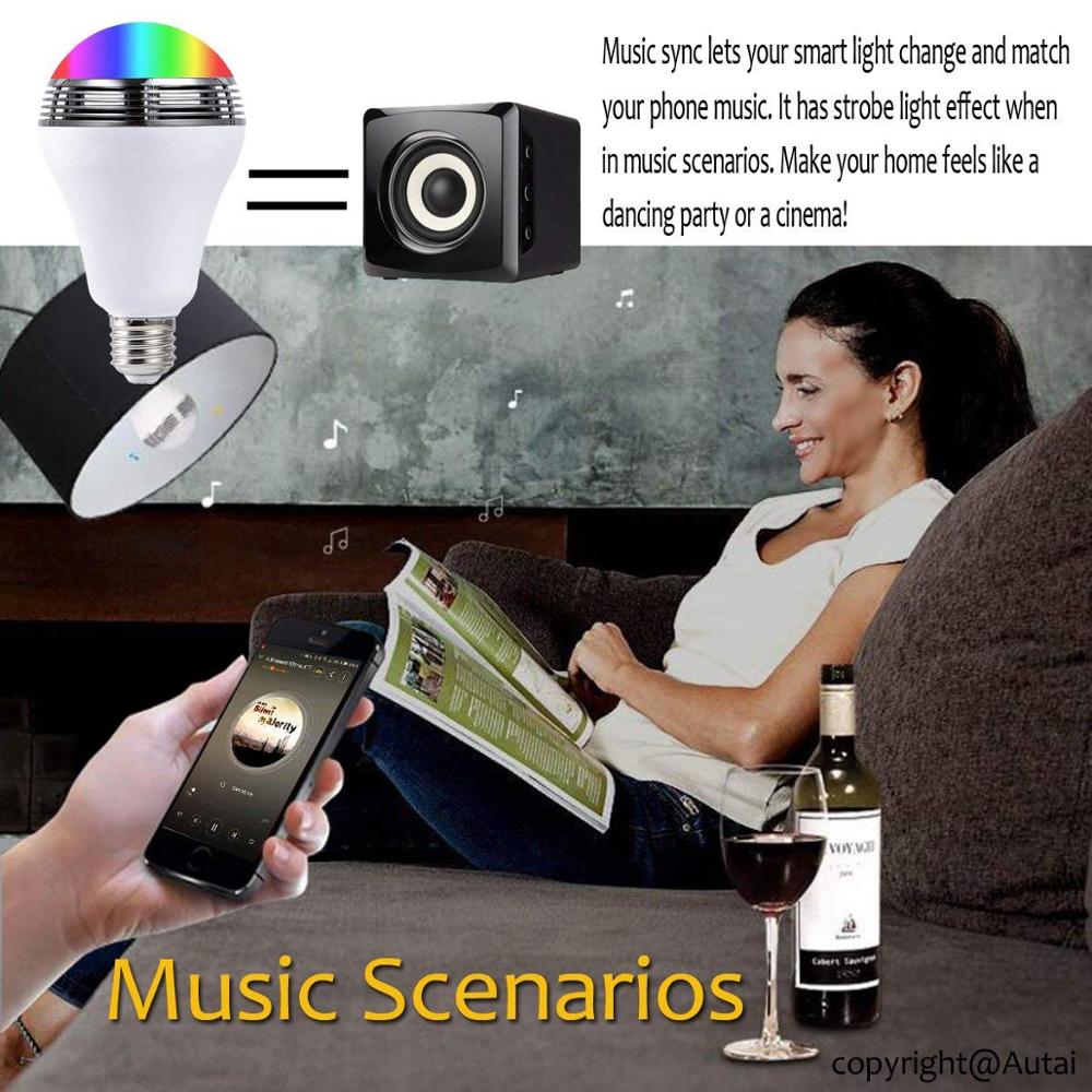 [DBF]Intelligent E27 10W RGB LED Music Bulb Smart Lighting Colorful Dimmable Speaker Light Bulb With APP Remote Control