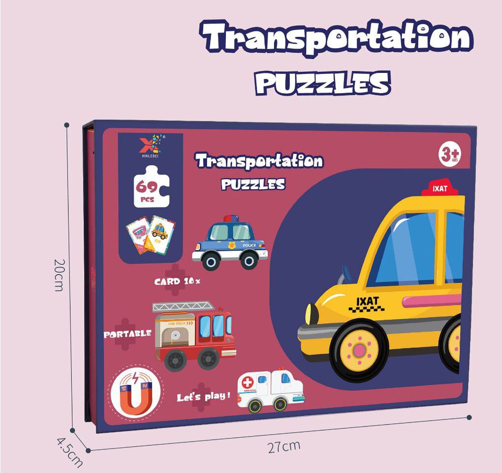 Magnetische Puzzel Kinderen Onderwijs Speelgoed Dier Brief Voertuig Bijpassende Jigsaw Schilderen Set Game Vroeg Leren Speelgoed Voor Baby: vehicle