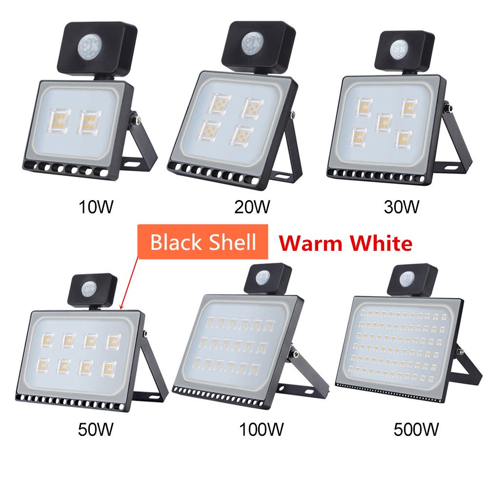 220V LED FloodLight Induction Reflector LED Project Light Waterproof IP65 Spotlight Wall Outdoor Lighting 10W 20W 30W 50W 100W