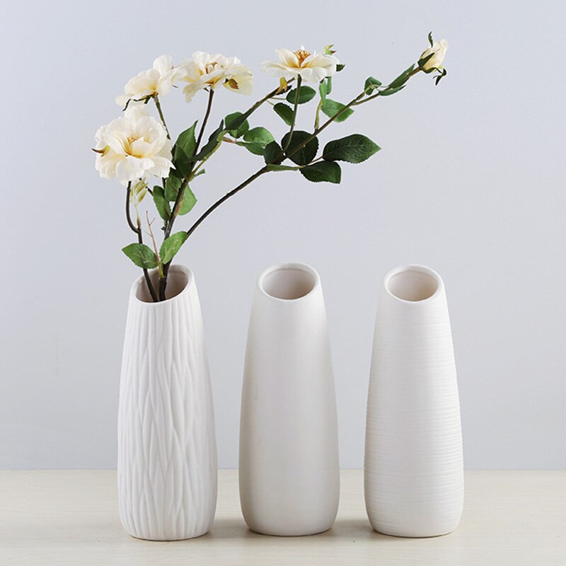 Nordisk minimalistiske enkle keramiske vaser hvit / svart bordvase europeisk stil hjem dekorasjon blomsterpotte håndverk