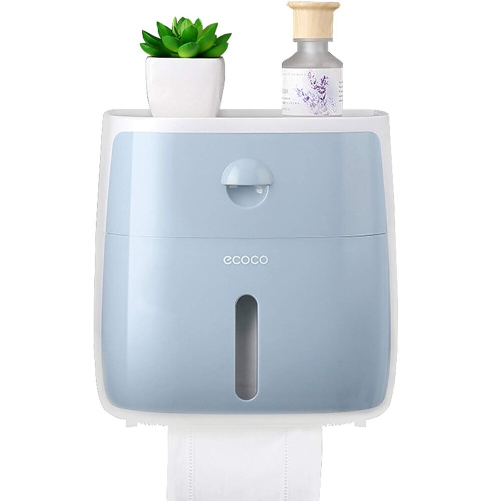 ECOCO Wall-Mounted Kitchen Tissue Dispenser Tissue Box for Multifold Paper Towels Tissue Storage Box Drawer Bathroom Organizer: Blue