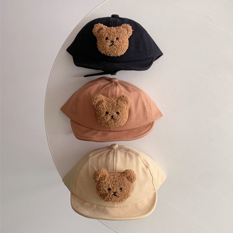 Berretto da bambino carino cartone animato orso ragazzi berretto da baseball proprietà cotone regolabile per bambini ragazze cappelli da suola cappellini con visiera morbida