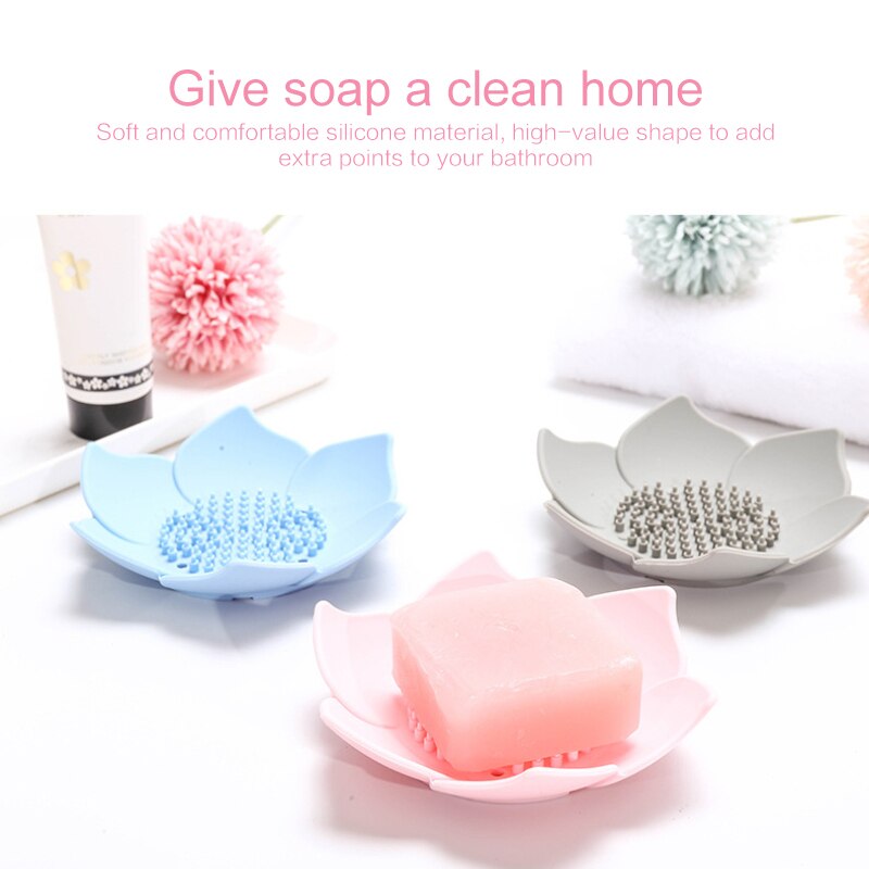 flexibel Silikon Platten Lotus Blume Dusche Schlecht Tablett Seife Kasten Seifenschale Lagerung Ablauf Seife Halfter Seife Sparer Schlecht Spielereien