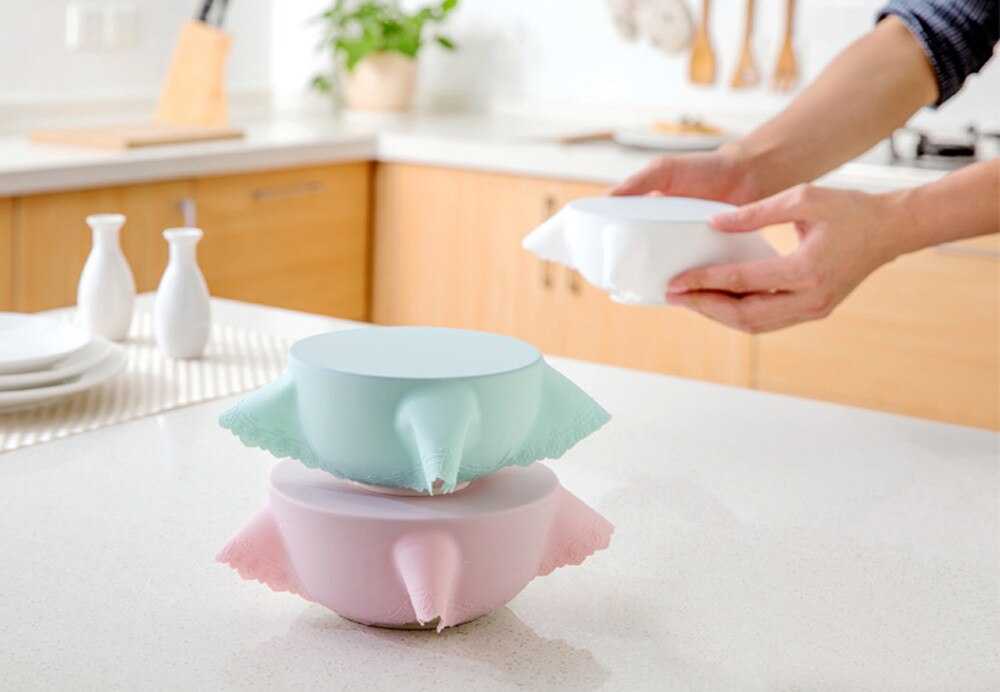 Kom deksel siliconen plasticfolie magnetron oven koelkast verse kom afdichting rek voedsel vers houden wikkel keukengereedschap 40