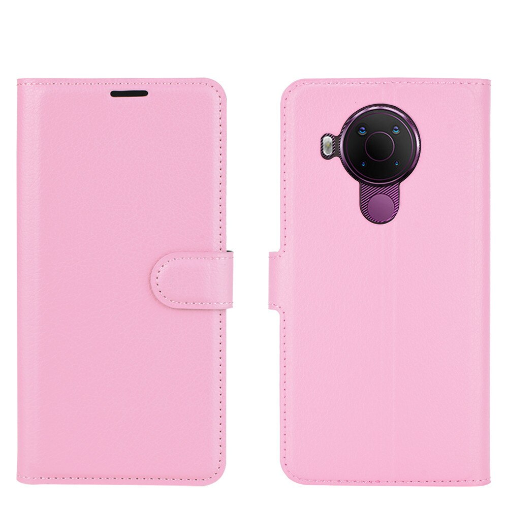 Funda de teléfono de lujo para Nokia 5,4, carcasa protectora de cuero PU con soporte para tarjeta, con tapa y soporte, para Nokia 5,4 de 6,39 pulgadas: Rosa