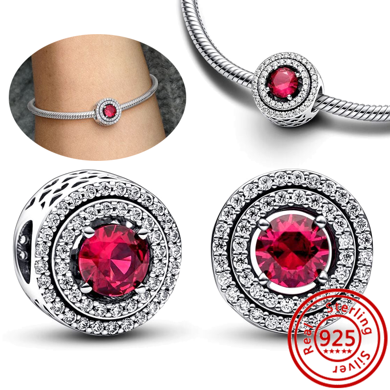 Cuentas redondas de plata 925, cristal de Murano blanco, rojo, verde, negro, azul, rojo, circonita brillante, compatible con pulsera Pantaro, de joyería fina: Morado
