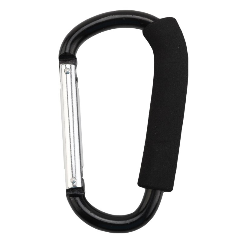 Mosquetón grande de aleación de aluminio en forma de D, gancho de hebilla de agarre suave de liberación rápida para acampar, llavero al aire libre, Clip de mosquetón: Negro