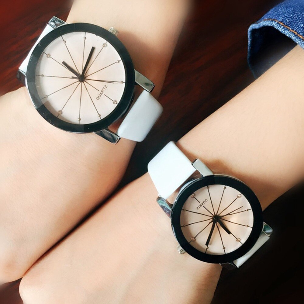 Dames quartzhorloges relogio masculinos wijzerplaat tijd herenklok pu leren jurk ronde kast uur liefhebbers horloge bayan kol saat