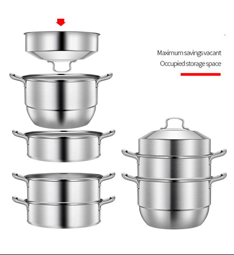 304 Steamer Stainless Steel cooker 3/2 layer rice roll pots Thickened Double Boilers Bottom steam Pot for coooking