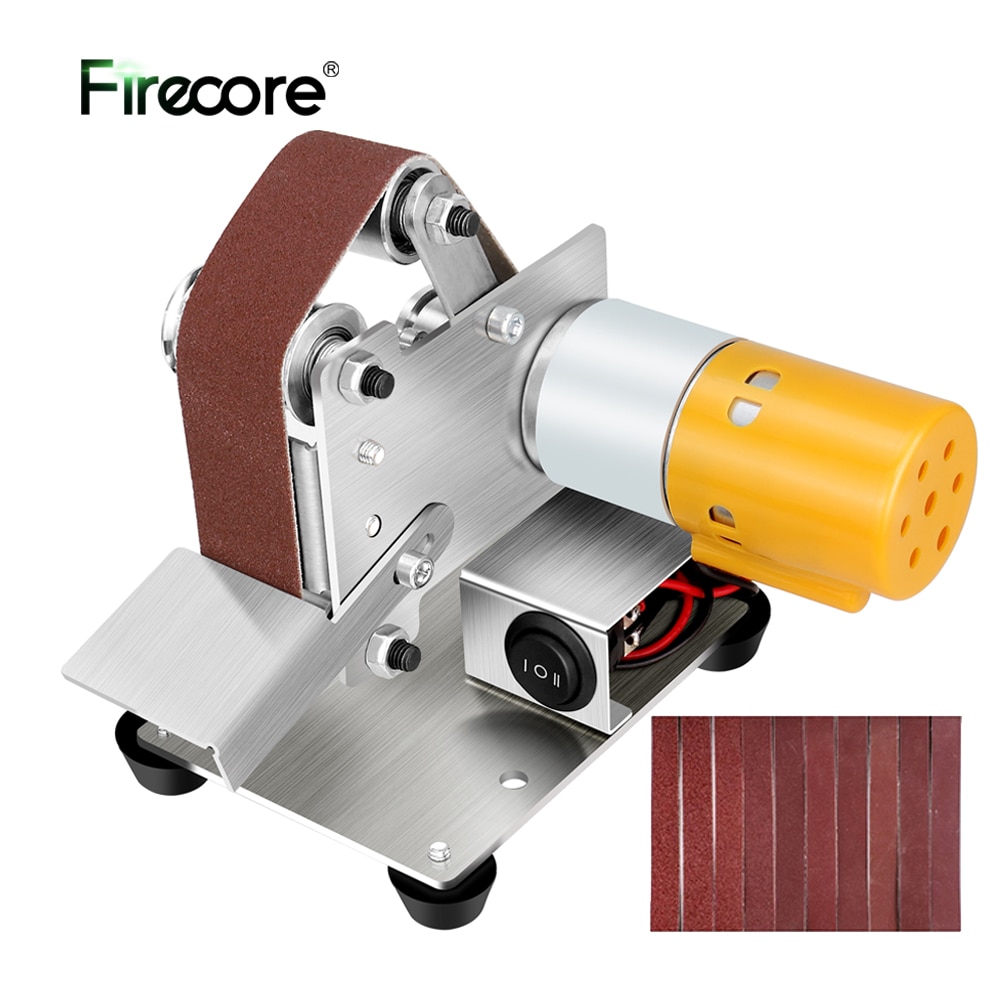 FIRECORE 30MM Belt Sander Grinder Knife Sharpener Mini Electric Belt Sander Multifunctional Home DIY Polishing Grinding Machine