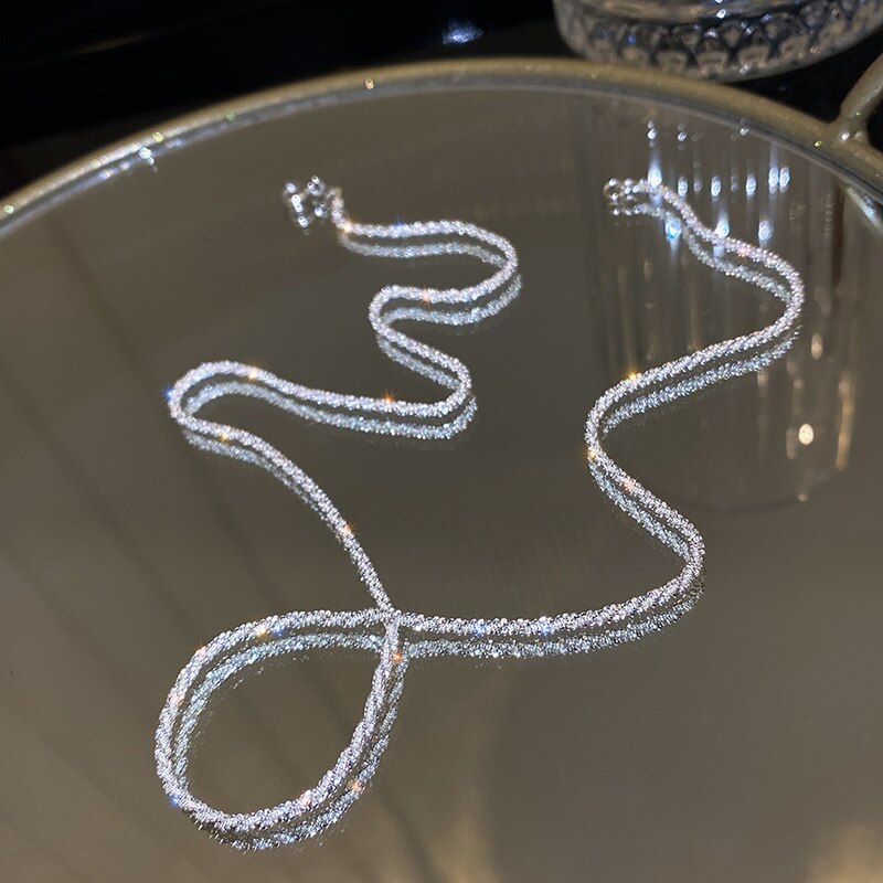 DIEYURO 316L Edelstahl Dünne Gypsophila Funkelnden Gold Silber Schlüsselbein Kette SchöNe Dekoration Alle-spiel Mädchen Schmuck