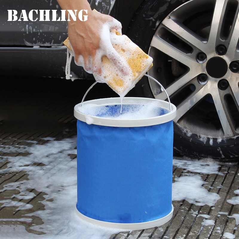 Cubo plegable para coche de 9/11/13L, cubos para lavado de coches de tela Oxford, cubo plegable portátil, multifuncional, resistente al agua