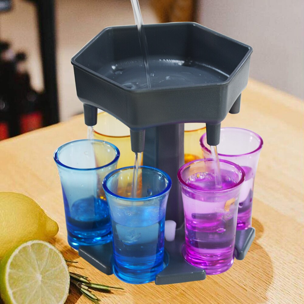 6 Shot Glass Drinking Dispenser Rack Portable Party Supplies Bar Accessories Drinking Game Glass Beverage Wine Water Dispenser