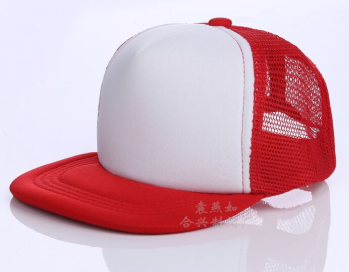 Kids Breathable DIY printing Logo Baseball Caps Snapbacks Flat Custom Logo Hats Trucker Caps Boy Girls Gorras For Team Child: red and white / Without logo