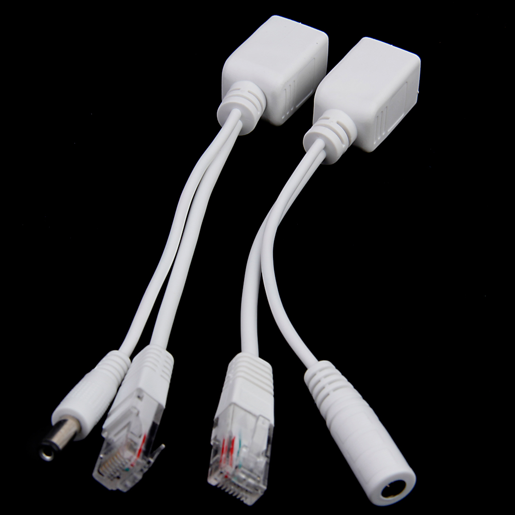 2 pcs branco poe padrão power over ethernet poe adaptador extrator divisor cabos de conexão para 100base-t e 10base-t rede