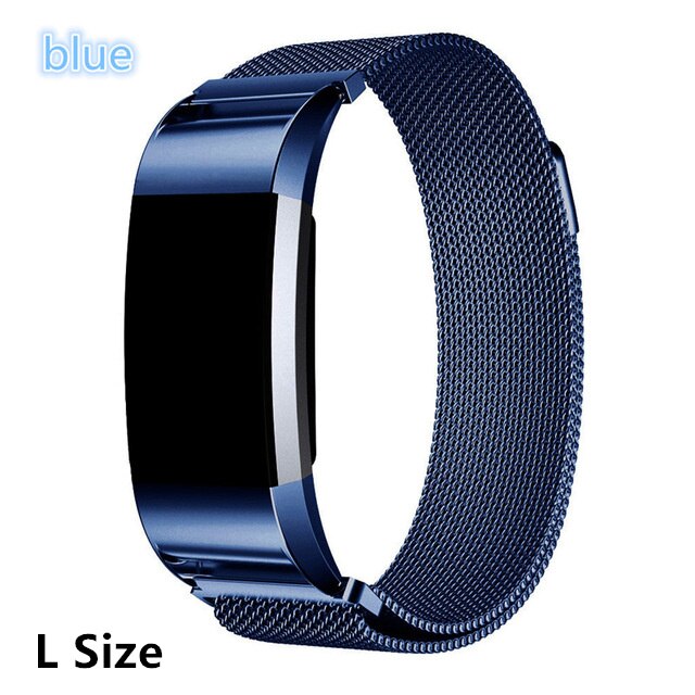 Milanese Loop ze stali nierdzewnej dla Fitbit Charge 2 Band bransoletka w stylu paska na nadgarstek dla Fit Bit Charge2 pasek do smarwatcha Smartband: L size for blue