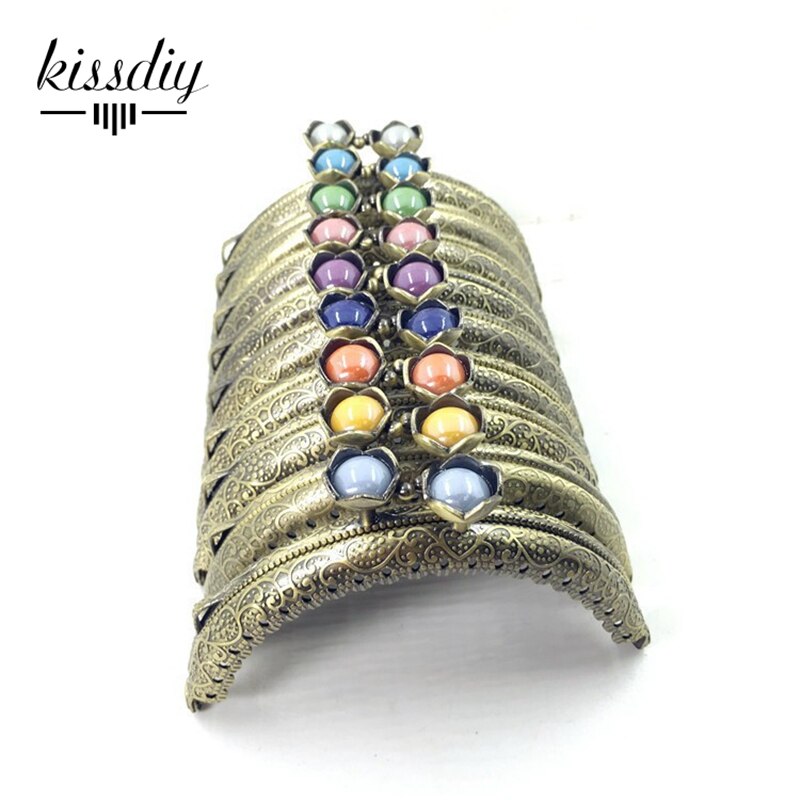 KISSDIY 20pcs/10pcs 8.5CM Lotus head Bag Kiss Clasp Bronze Semicircle Metal Coining Pattern Purse Frame DIY Bag Sewing Acces