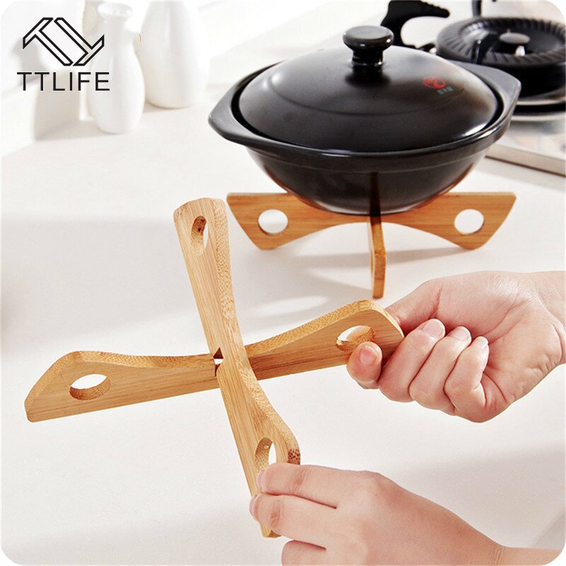 Wooden Heat-resistant Pot Mat Baking Tray Bracket Detachable Wooden Table Mat Kitchen Pot Mat Insulation Cold Pot Mat