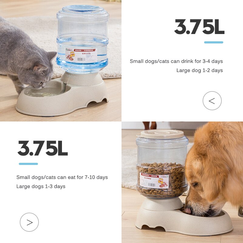 3.75l Automatic Food Water Pet Feeder Plastic Dog Food Bowl Water Dispenser For Dog Cat Dog Drinker