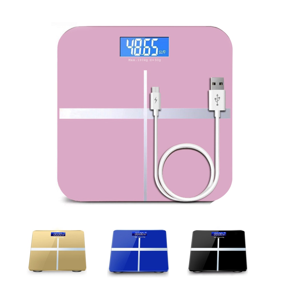 Bathroom Floor Body Scale Glass Smart Electronic Scales USB Charging LCD Display Body Weighing Digital Weight Scale