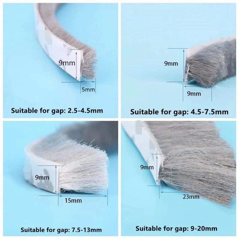 5/10M Self-adhesive Sealing Brush Strip Door Window Weather Stripping Soundproof Dust Sealing Strip Door Gap Filler Gasket