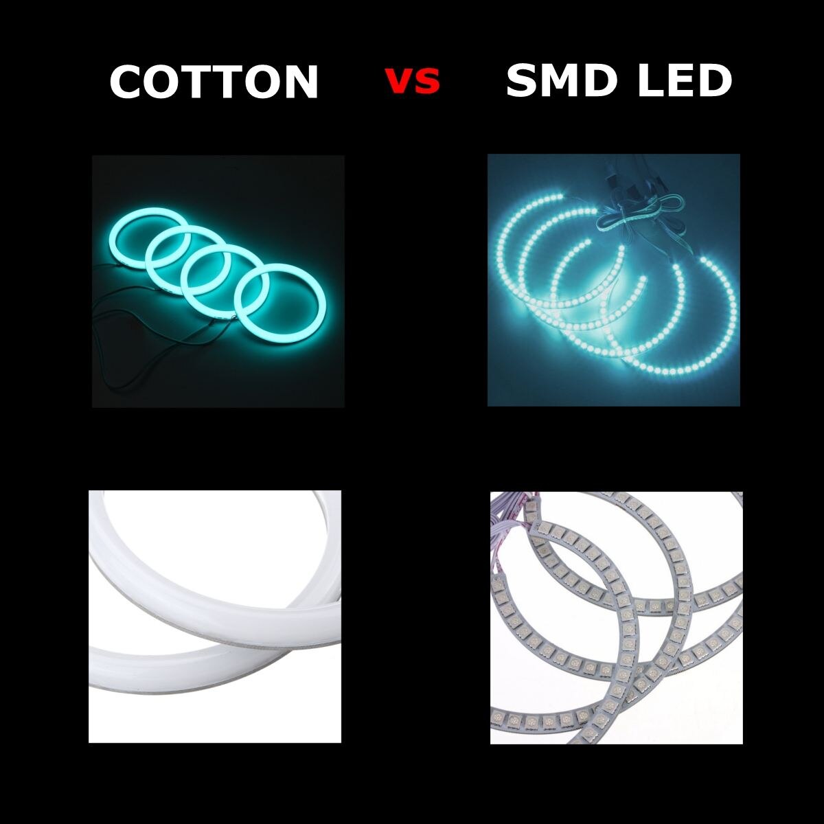 Headlight Multi-color RGB LED Angel Eyes Halo Ring Eye Light Remote Control for BMW E46 E90 E91 2PCS 131mm 2PCS 146mm
