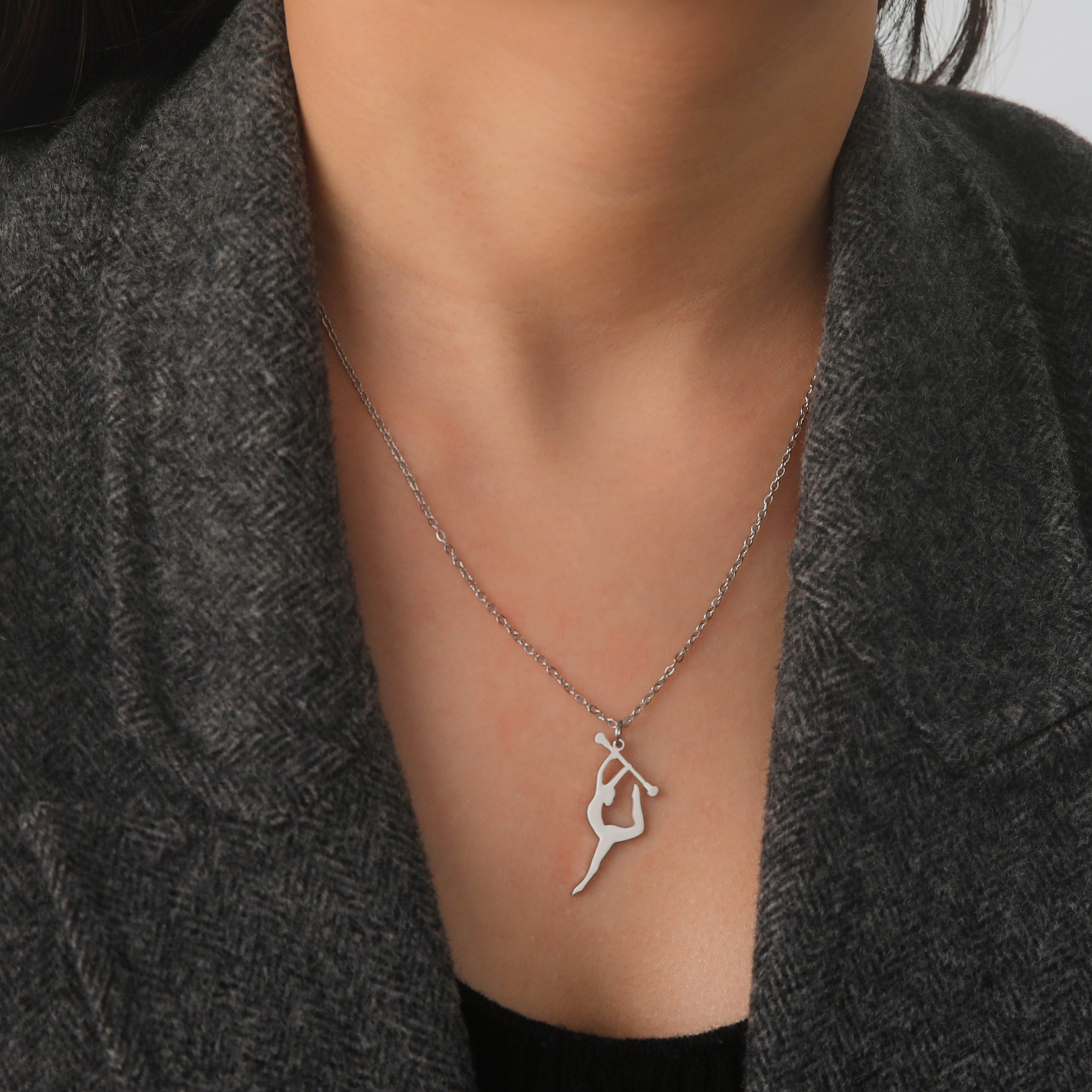 Teamer Gymnastics Necklace for Women Girls Sports Pendant Stainless Steel Jewelry Dancer Gymnast Birthday