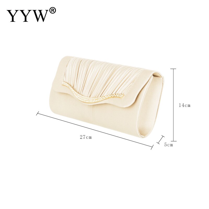 Dames Elegante Schoudertas Beknopte Plooi Clutch Bag Strass Zwart Effen Envelop Schoudertassen Rechthoek Portemonnee Vrouwelijke