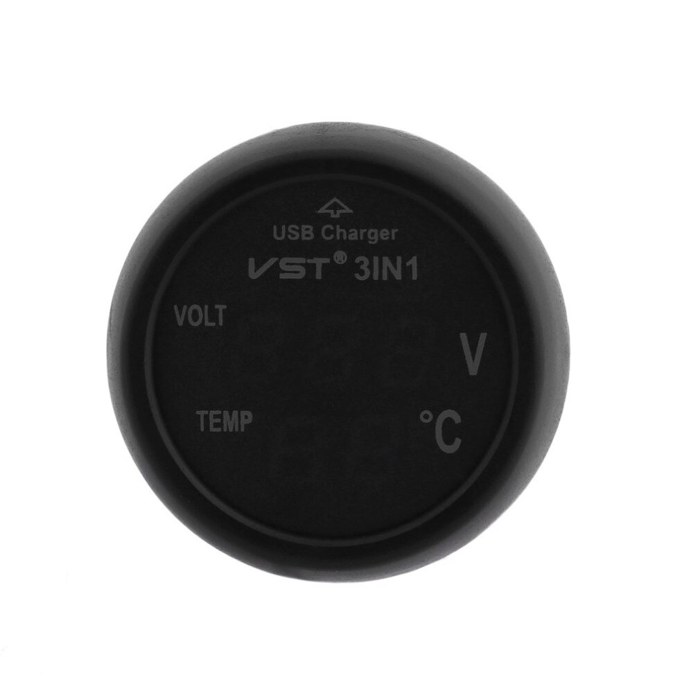 Multifunctionele Auto Digitale Voltmeter USB Car Charger 3 in 1 LED Batterij DC Voltmeter Thermometer Temperatuur Sensor